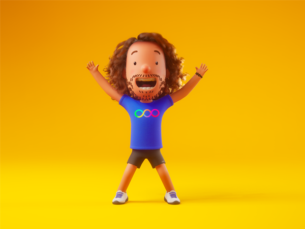 Excited animated Joe Wicks doing a star jump